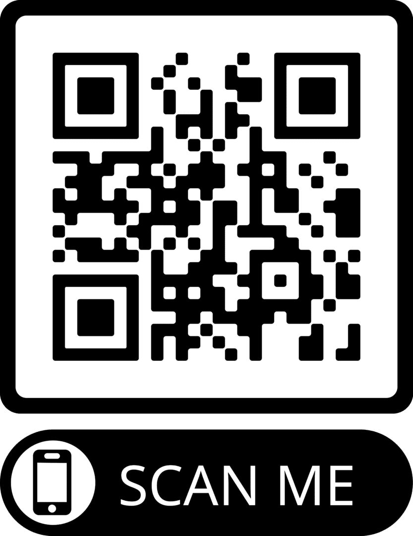 A qr code with the text scan me in black color