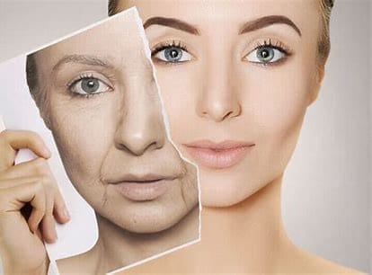 A woman with aging skin and an older woman